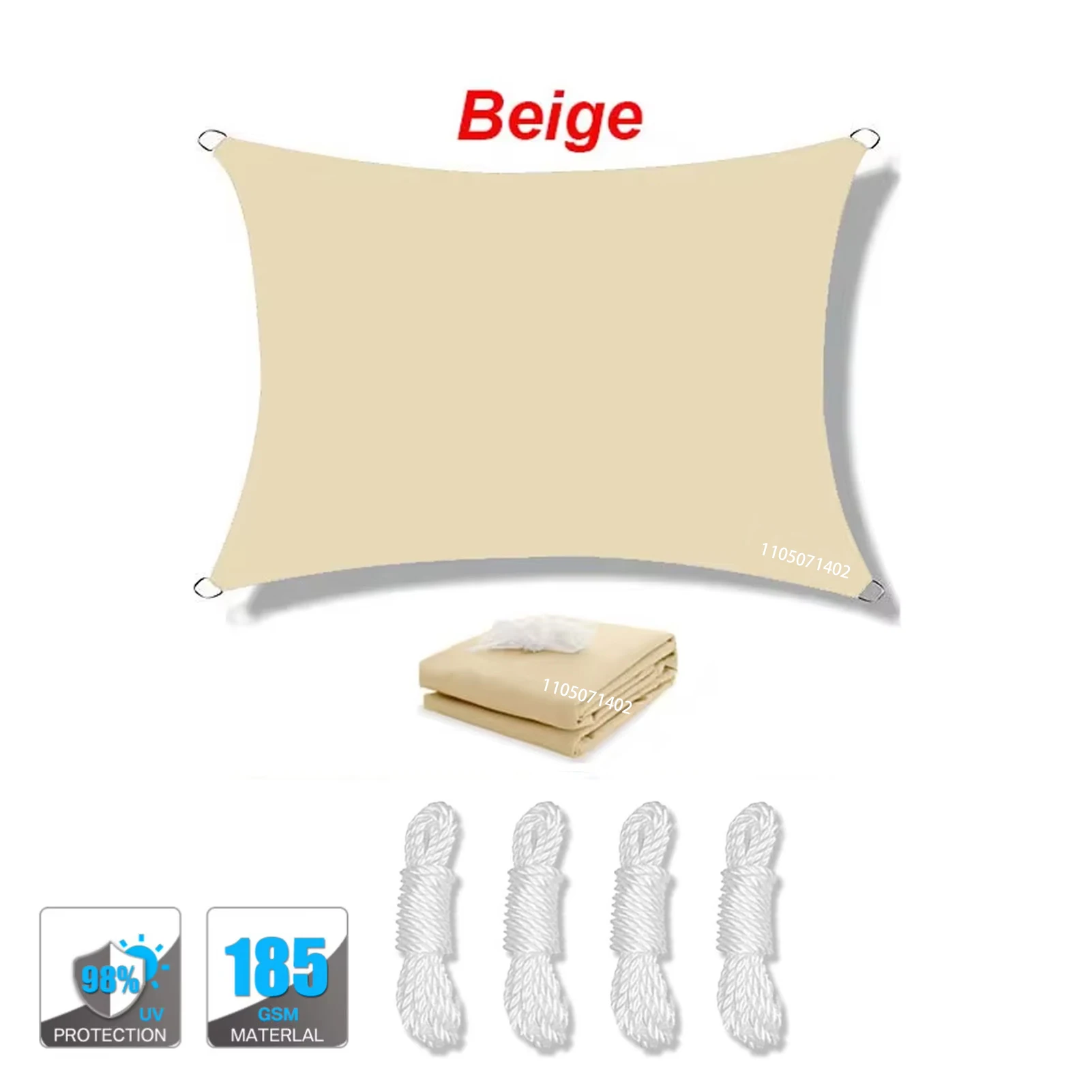 Vela de Sombra Impermeável, Proteção UV 95%, Alta Densidade, Respirável, Para Pátios e Piscinas, 300x600cm PMUG