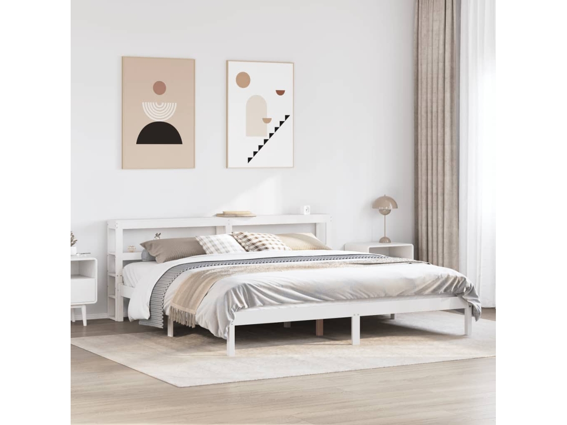 Vidaxl Cama Sem Colchão 180x200 Cm Madeira De Pinho Maciça Branco