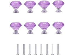 Manijas De Porta De Diamante Linjou 8 Peças 30mm, Cristal De Vidro Com Parafusos (roxo)