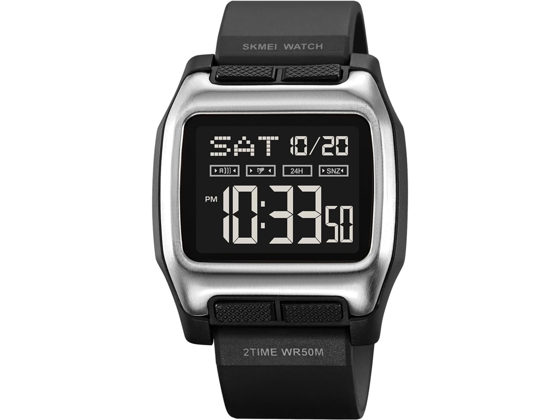Lurelia Relógio Digital Masculino, Led, Cronómetro, Alarme, Data/calendário, 12/24h, Resina, Abs, Preto, Branco