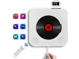 Leitor Cd Portátil Hi Fi Bluetooth Parede Embutido Fm Remoto Usb 3.5mm Aux Botão Puxar Branco Yizhood