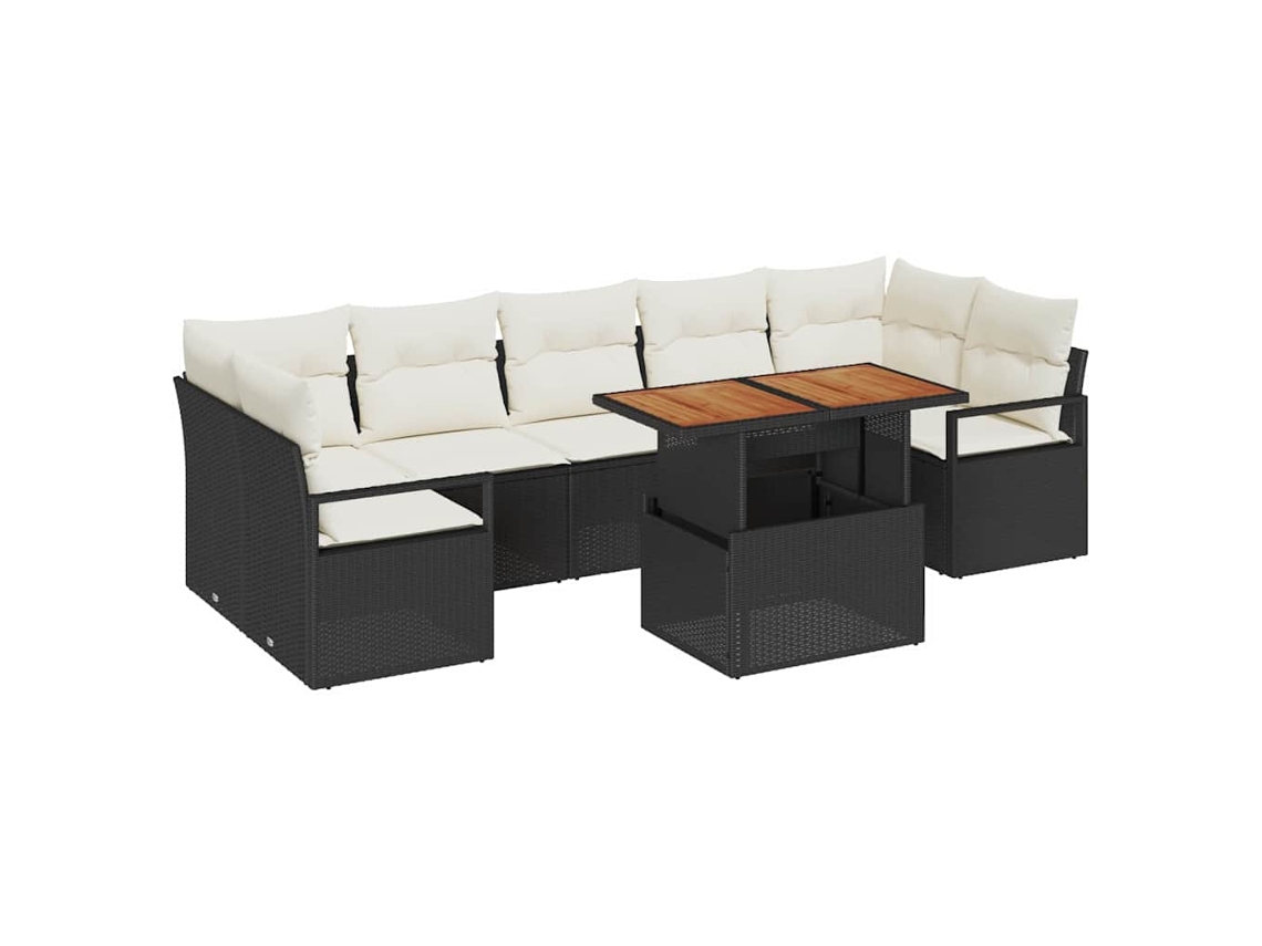 Maison Exclusive - Conjunto De Sofá De Jardim Com Almofada 8 Pcs Preto E Creme
