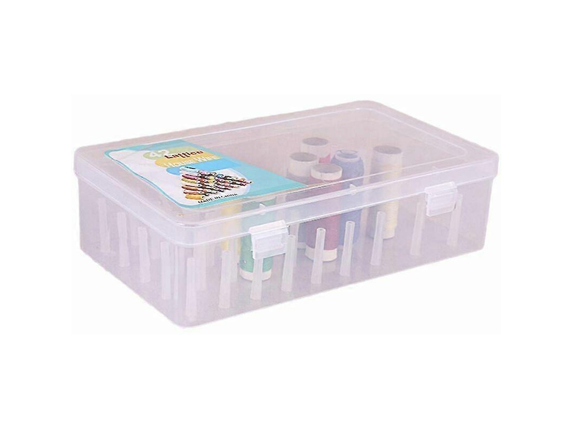Caixa Organizadora Transparente Para Costura, Com 42 Cores, Porta Bobinas E Tampa, Ideal Uso Doméstico. Aquaforge