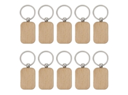 10 Portahaves de madera sin acabado, con anillos de metal | S/MARCA