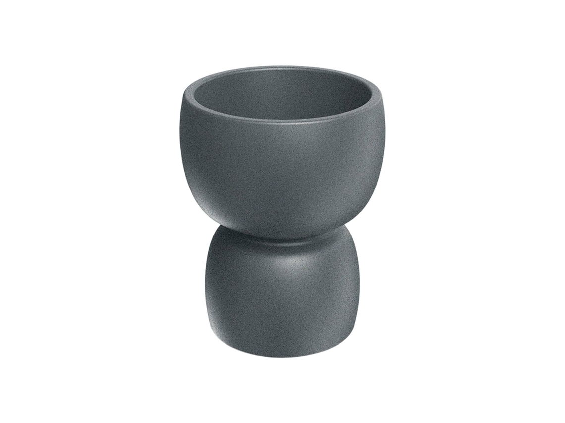 Vaso De Flores Redondo Rotomoldado Duala Em Granito Ø40x48