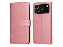 Capa Flip De Couro Para Iphone 17 Pro - Textura De Bezerro Clássica