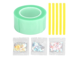 Kit de bolhas de fita nano, com canudos e recheios decorativos DIY, fita dupla face, balões, elásticos, para crianças, azul | S/MARCA