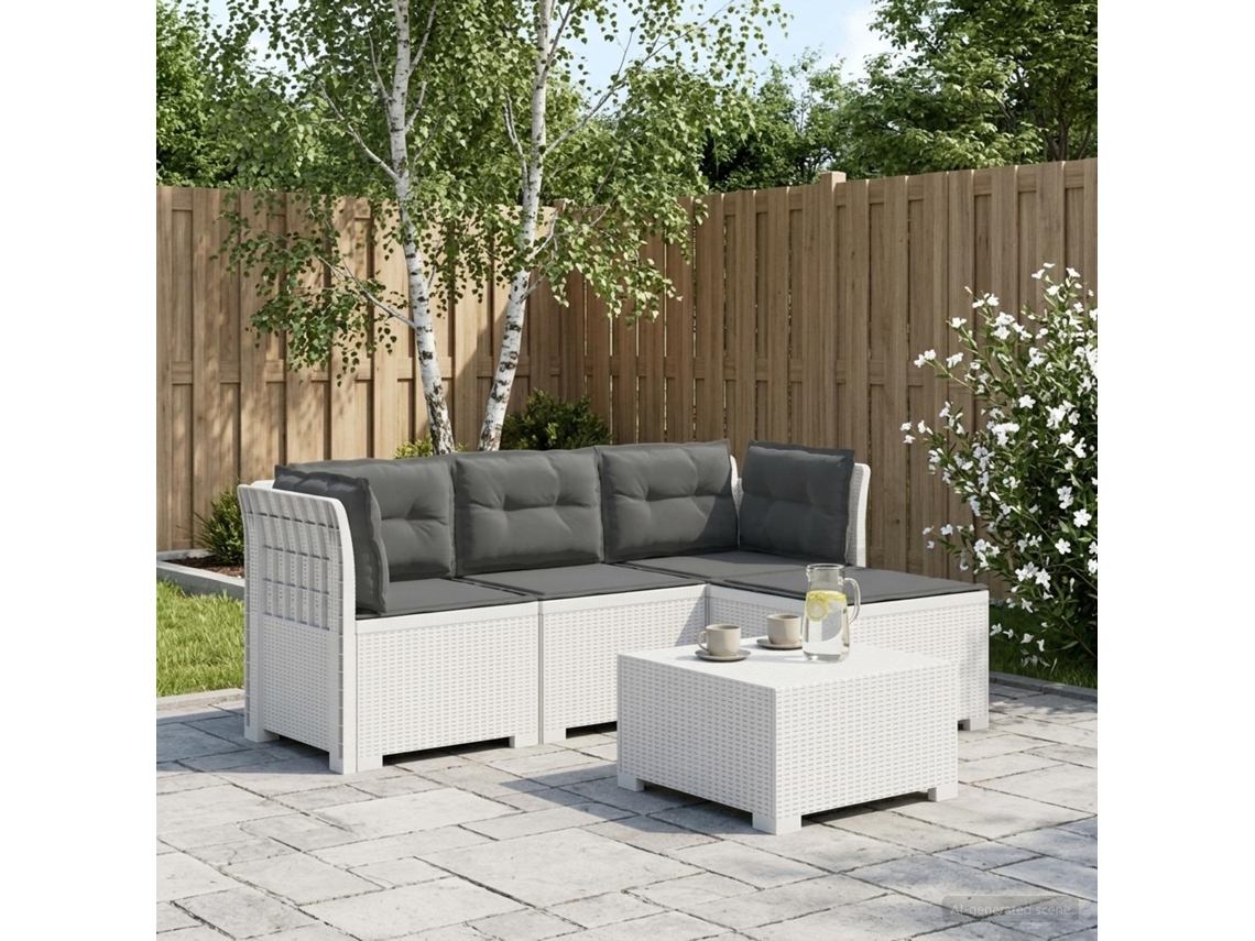 Vidaxl Sofá De Jardim Para 4 Pessoas Com Almofadas Estilo Rattan Pp