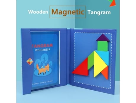 Jogo Educativo Oneirtea 4666 Tangram Magnético Em Madeira 1 Livro E Peças 3 Anos Ou Mais