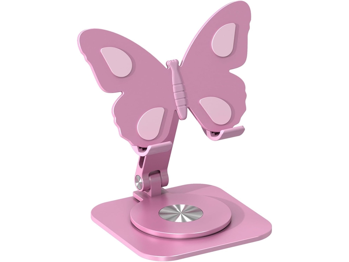 Suporte Para Celular Em Liga De Alumínio Rosa, Com Rotação De 360°, Ajustável Para Videochamadas, Compacto E Dobrável