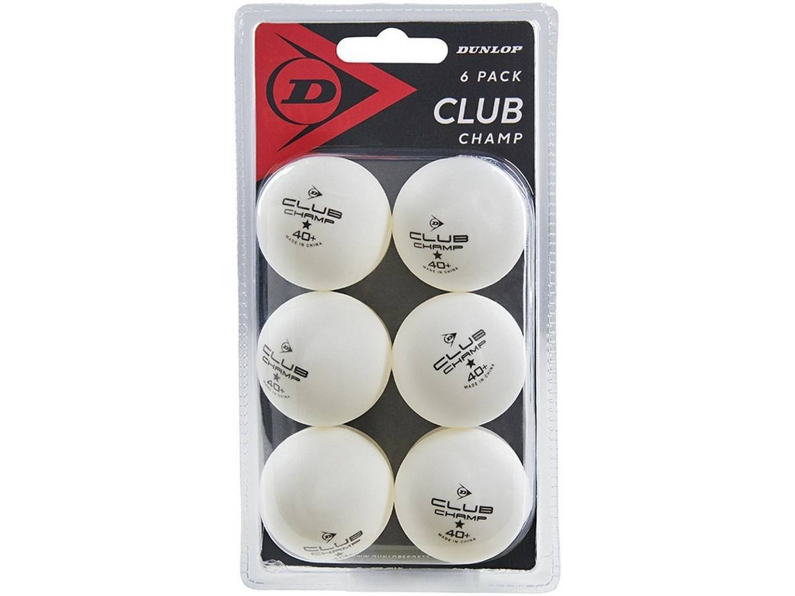 Bola de Ping-Pong DUNLOP Club Champ 40+ Mm (Branco - 6 Bolas)