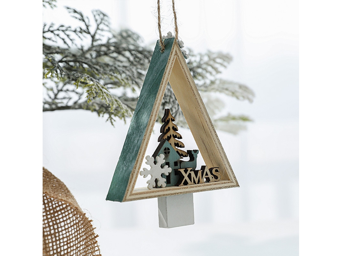 Pingente Triangular De Madeira Para Decoração De Shopping E Natal