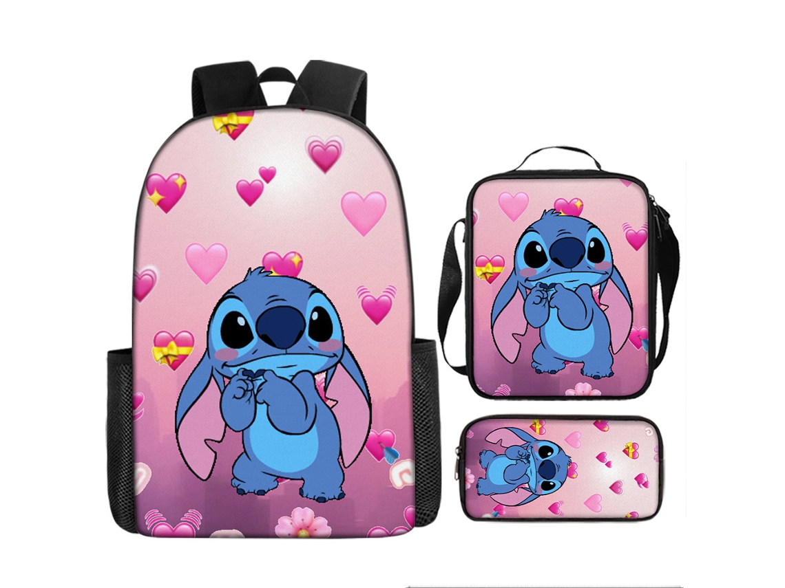 Conjunto Escolar 3 Peças, Modelo Novo, Estampa De Desenho Animado Com Mochila Para Estudantes