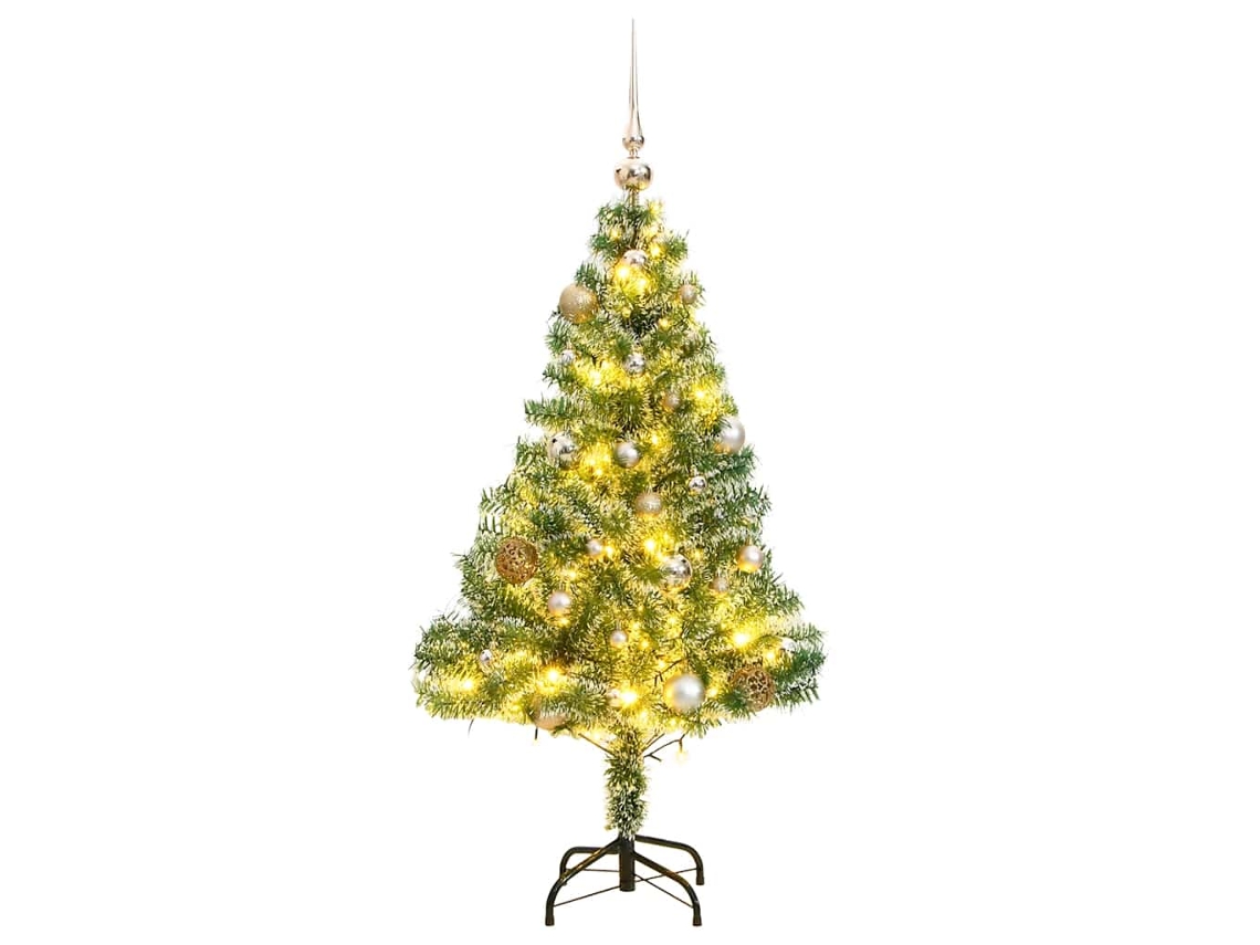Vidaxl Árvore De Natal Artificial C/ 150 Leds Conj. Bolas E Neve 150cm