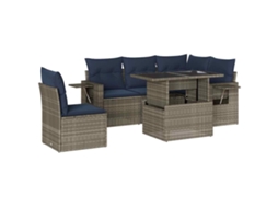Conjunto de Sofá de Jardim, 6 Peças, Almofadas, Rattan Cinza MAISON EXCLUSIVE