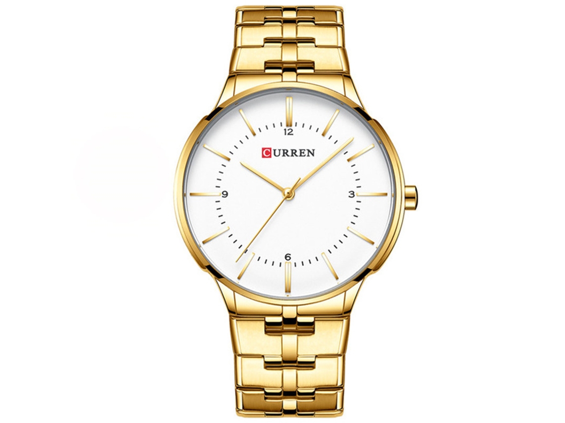 Relógio de Quartzo À Prova D'água MDUG com Pulseira de Aço Inoxidável Estilo Dourado