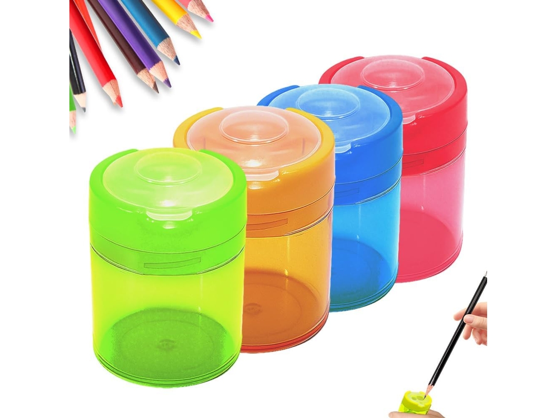 Conjunto De 4 Apontadores Lápis, Manuais, Apontador Lápis Compacto E