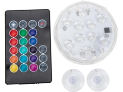 Luminária Subaquática Led Inoomp com Controle Remoto, Rgb Multicolorida, com Ventosa, para Piscinas Acima do Solo, CHABERLU