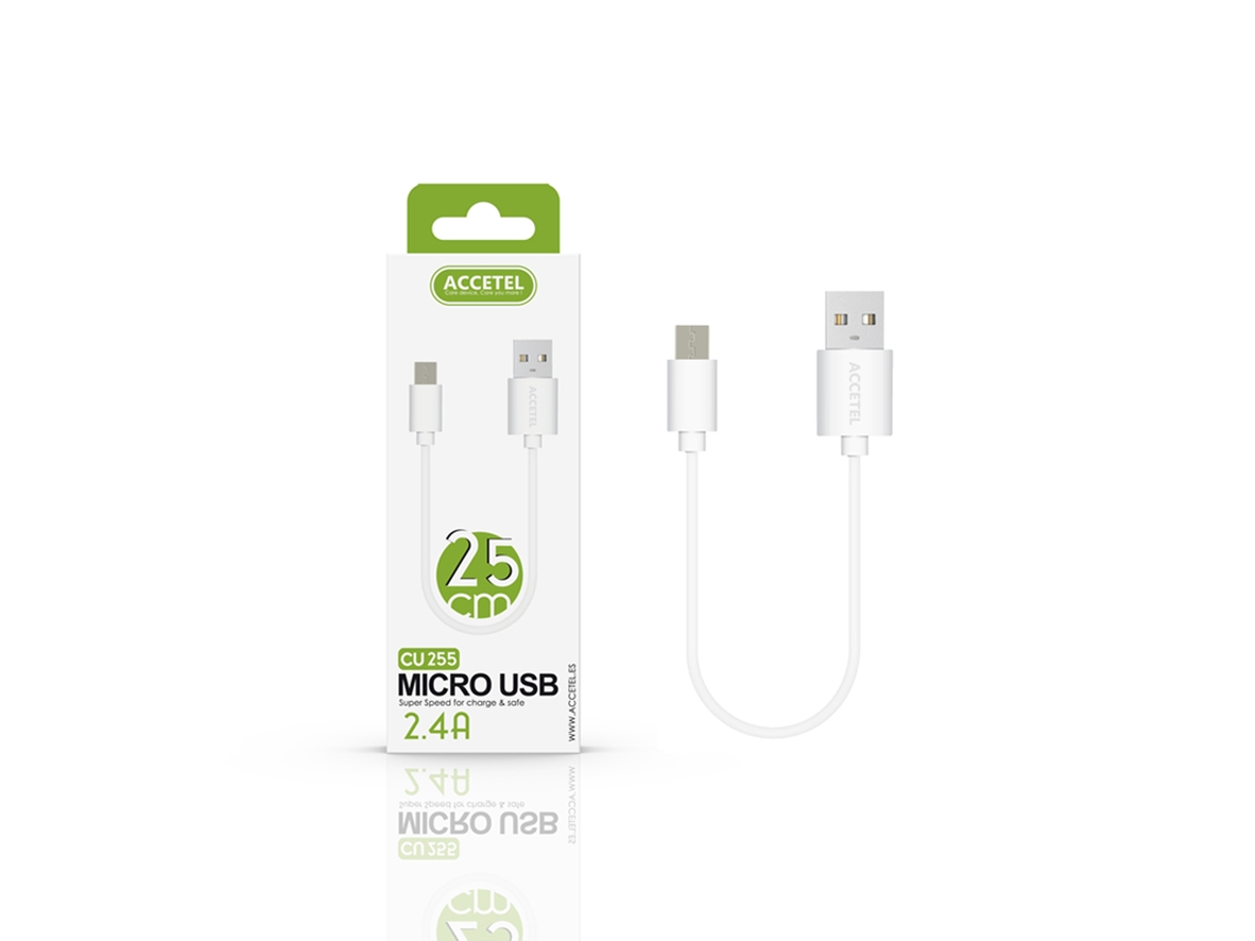 Cabo USB ACCETEL A03 core (Branco - 25cm)
