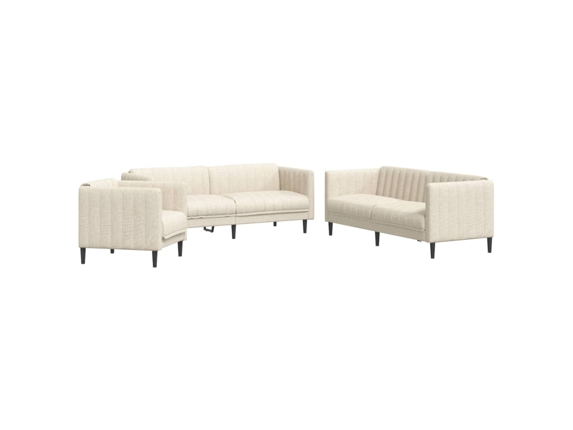 Sofa Set, Sofa Sets Vidaxl Creme Tecido (n/a)