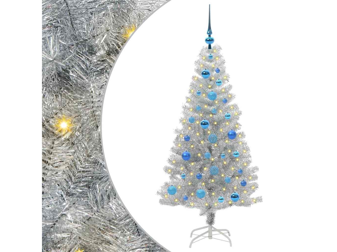 Árvore De Natal Artificial Com Led Vidaxl Prateado Plástico (150 Cm)