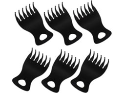 Pente macho com dentes longos, plástico preto, conjunto de 6 peças, adequado para