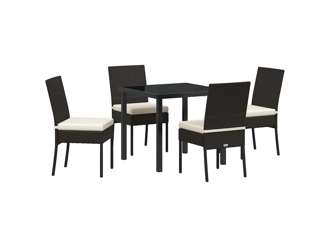 Maison Exclusive - Conjunto De Jantar Para Jardim 5 Pcs Preto Aço Revestido A Pó