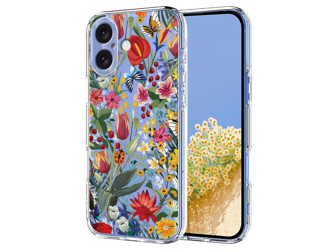 Capa Tkdaddy Para Iphone 16 Plus Com Estampa Floral De Borboletas E Capa Traseira De Tpu Com Estampa De Lírios