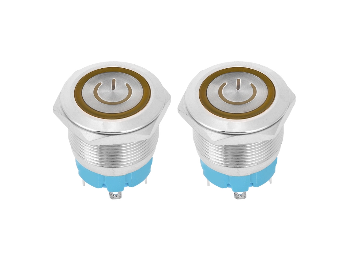 Interruptor Push 4 Pin 2pcs Com Luz Amarela Energia Sunflare