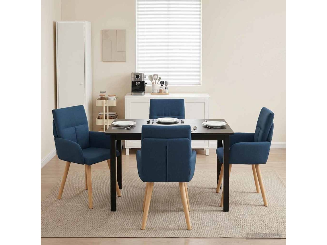 Vidaxl Cadeiras De Jantar 4 Pcs Tecido Azul 60 X 56 X 96 Cm