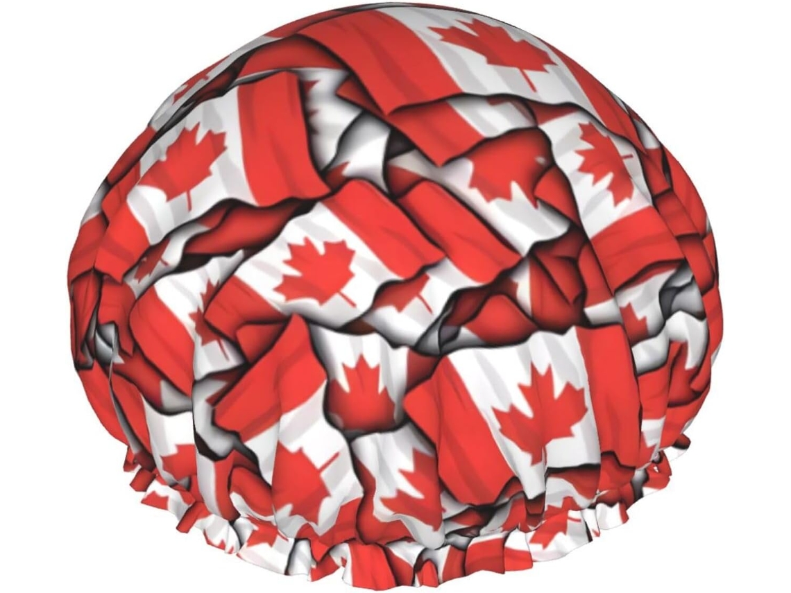 Touca De Banho Com Estampa Da Bandeira Canadense – Reutilizável, Dupla Camada, Essencial Para Viagens, Hotéis, Salões De