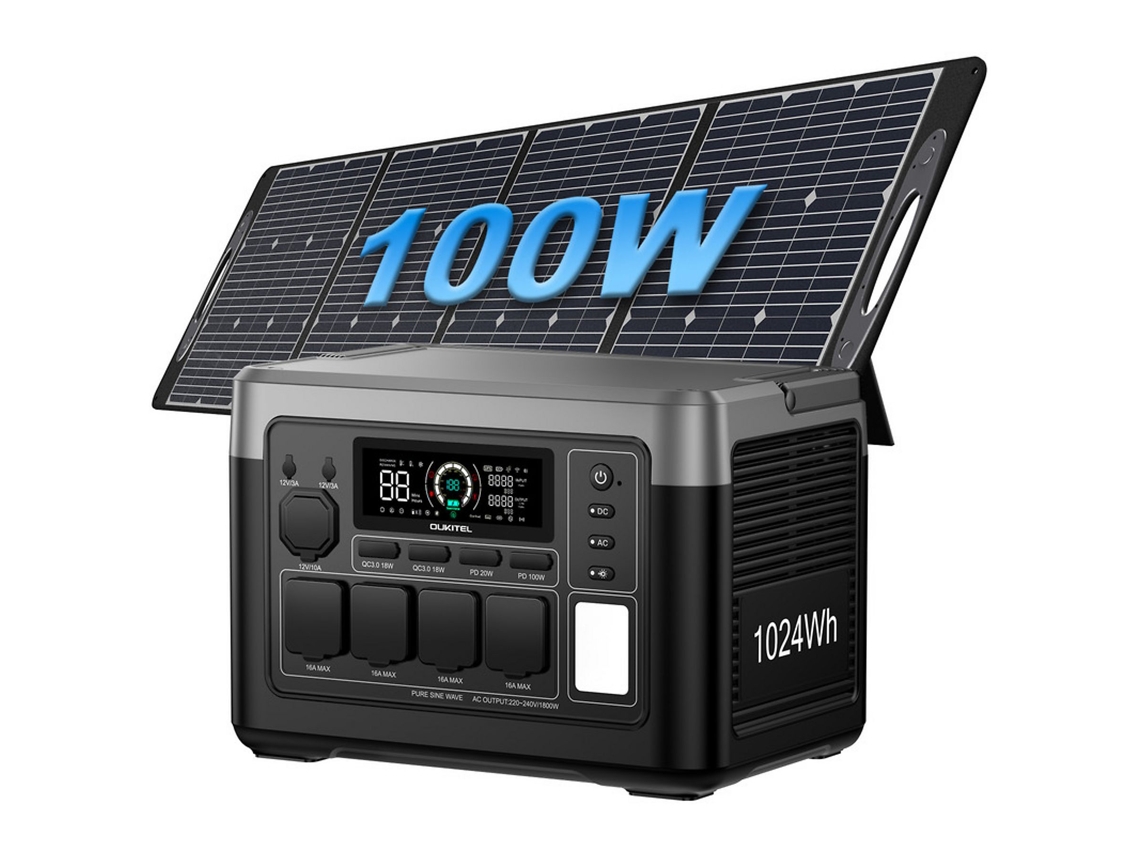 Estação De Energia Portátil Oukitel P1000e Plus 1024wh + Painel Solar Dobrável Oukitel Pv100e 100w