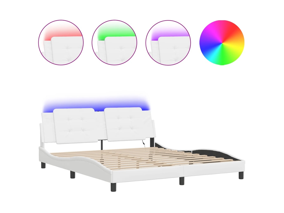 Bed Frame, Bed Frames Vidaxl Branco Couro Artificial (180 X 200 Cm)