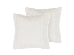 Conjunto De 2 Almofadas Decorativas Beliani Pumila De Pelo Sintético Branco 45x45x10