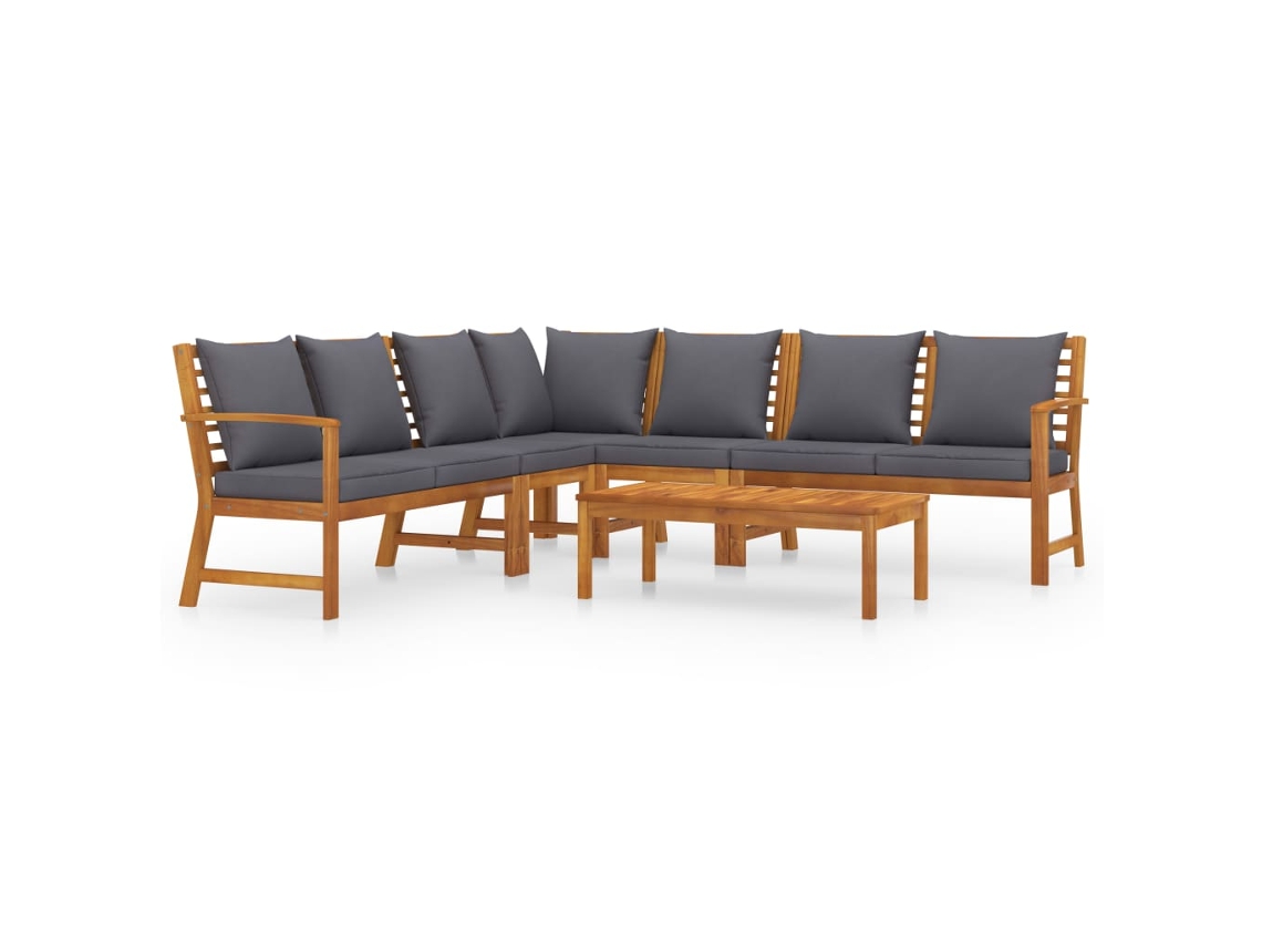 Maison Exclusive - 6 Pcs Conjunto Lounge De Jardim C/ Almofadões Acácia Maciça