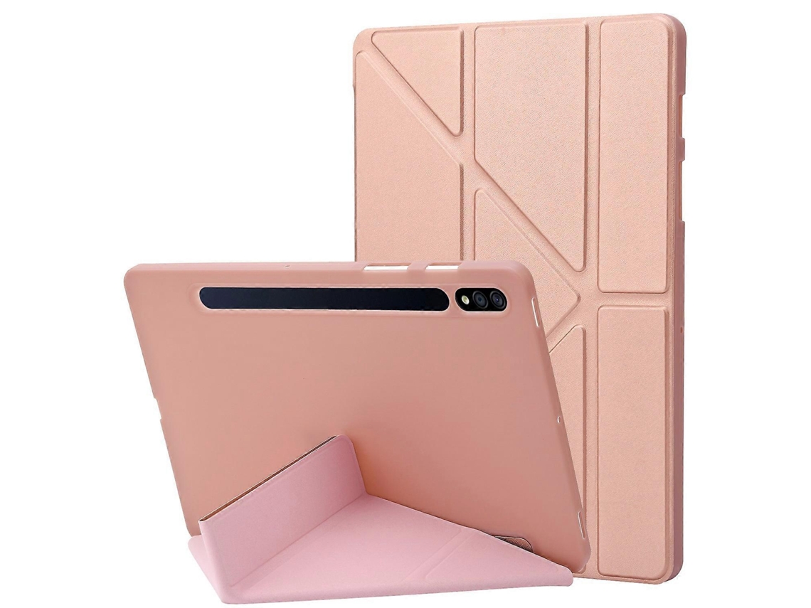 Capa Protetora Para Samsung Galaxy Tab S10 Em Couro Pu Silicone Com Suporte Origami Ouro Rosa Tuotuo