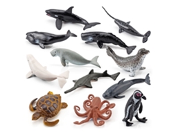 Ats 12 Peças de Mini Brinquedos Marinhos para Crianças Figuras Plásticas de Animais Marinhos Modelos de Simulação Presente Infantil