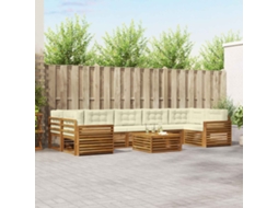 Vidaxl Conjunto De Sofás Para Exterior 8 Unid. Natural E Creme