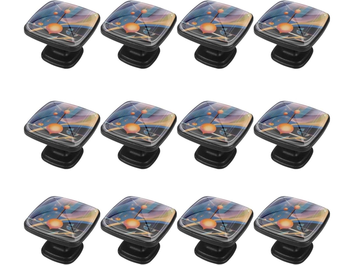 Puxadores Quadrados Para Armários De Cozinha, Puxadores Para Gavetas De Cômoda, 12 Peças, Pintura Abstrata Artística