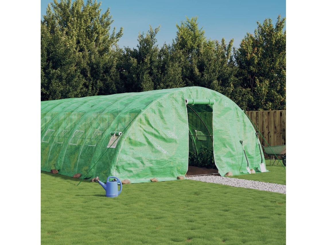 Vidaxl Estufa Com Estrutura De Aço 90 M² 18x5x2,3 M Verde