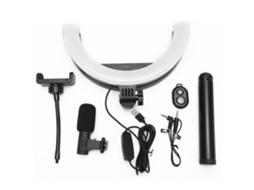 Kit De Filmagem Portátil Rlm‑10 Com Microfone E Luz De Complemento Para Entrevistas E Transmissão Ao Vivo