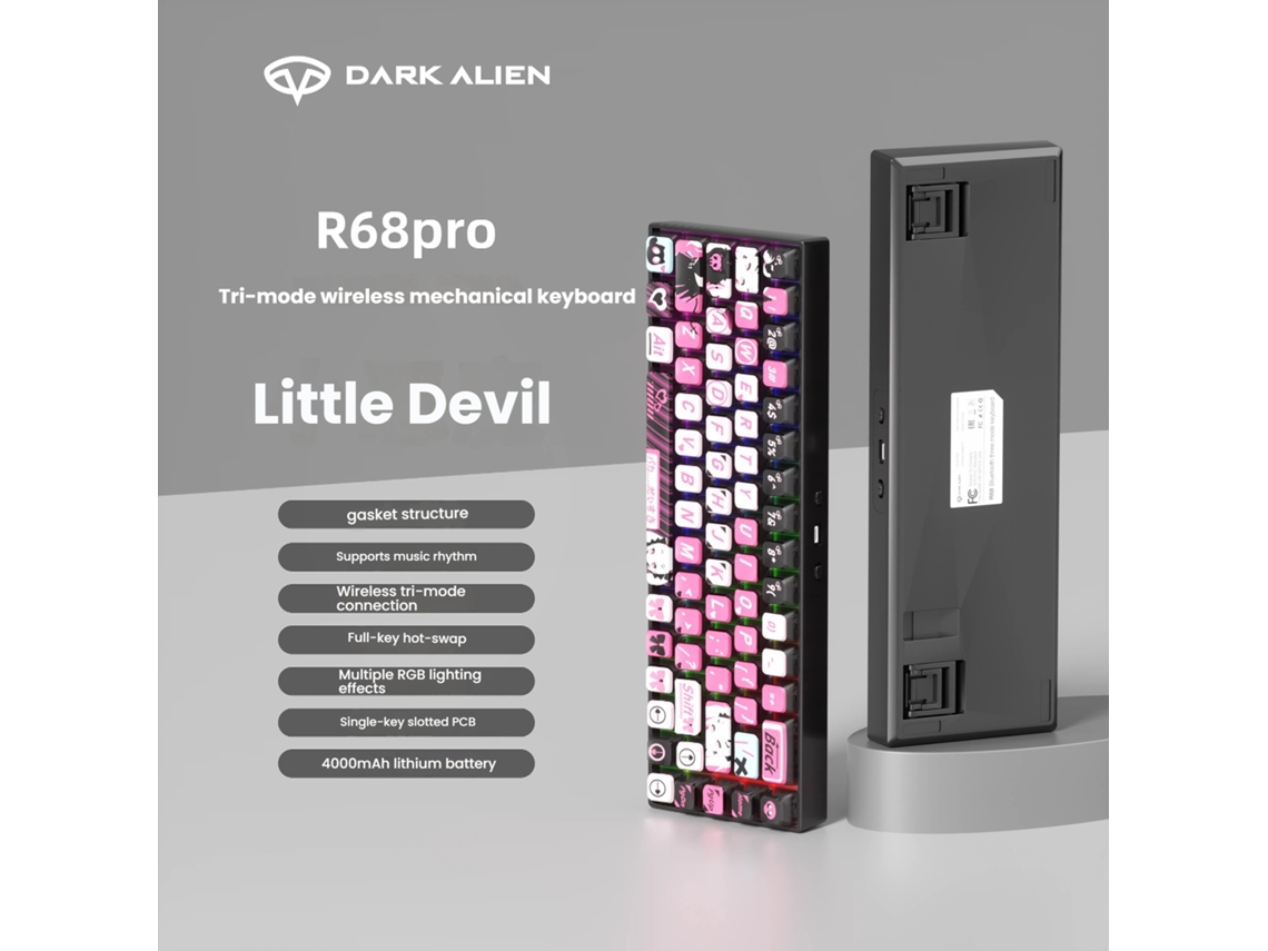 Teclado Mecânico , Com 68 Teclas, Conectividade Bluetooth Tri Mode E Layout De Teclas Totalmente Hot Swappable. Mdug (little Devil)
