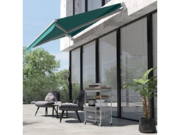 Toldo Manual Para Varanda E Terraço, 395x245 Cm, Com Manivela, Tecido De Alumínio E Poliéster 280 G/m², Verde, Proteção Anti-uv