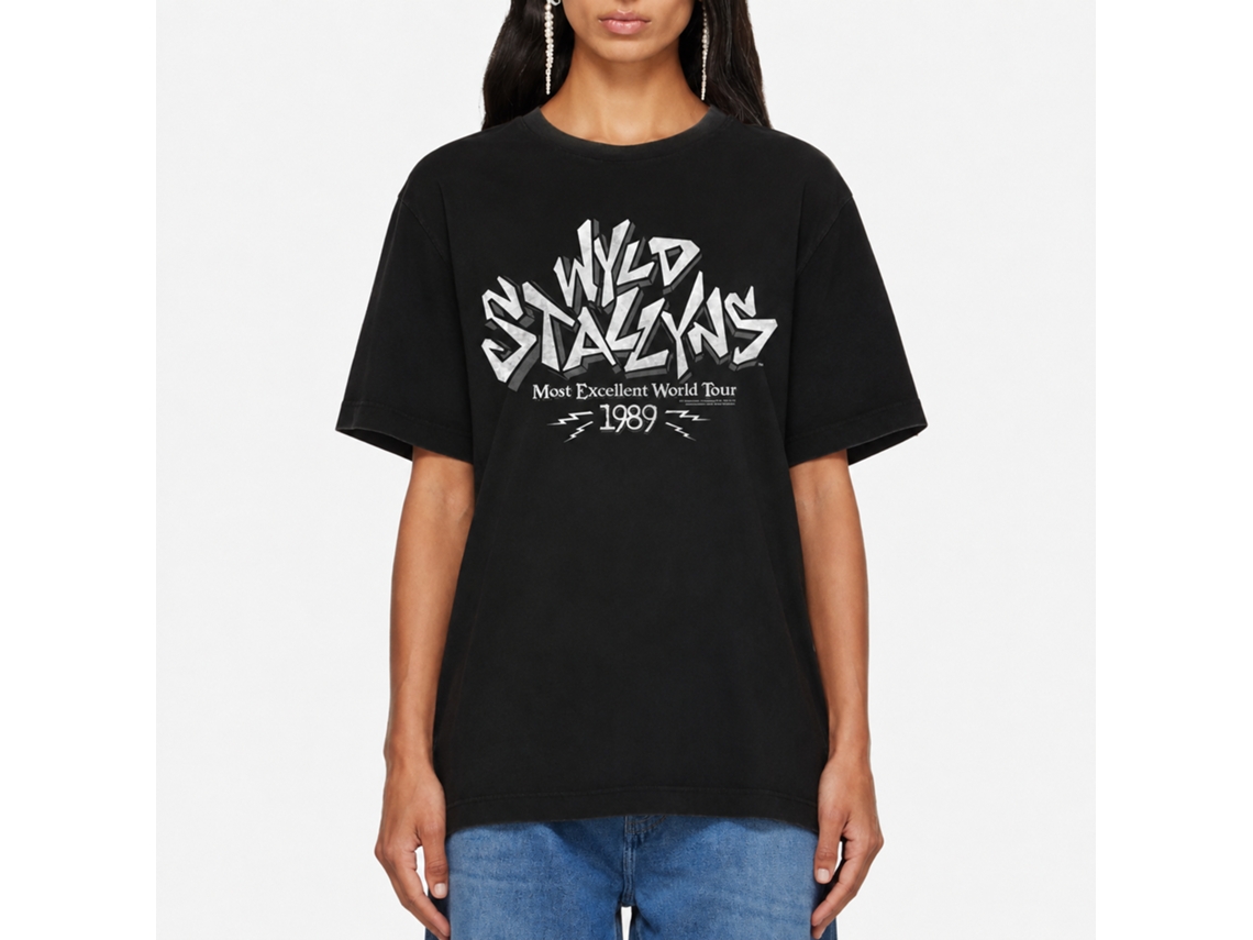 Rockinstone Bill And Ted World Tour Black Adult T-shirt Size:s