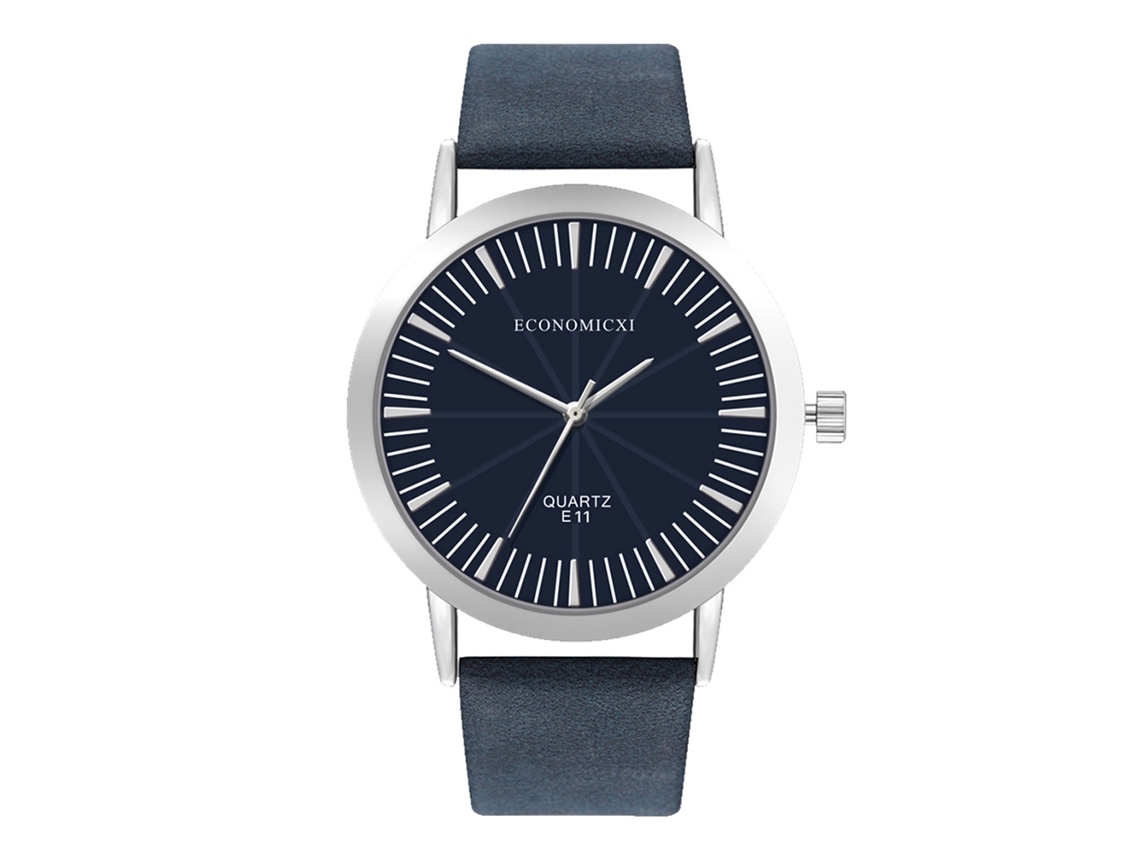 Relógio de pulso de quartzo com pulseira de PU para mulheres e homens, estilo casual (azul royal)
