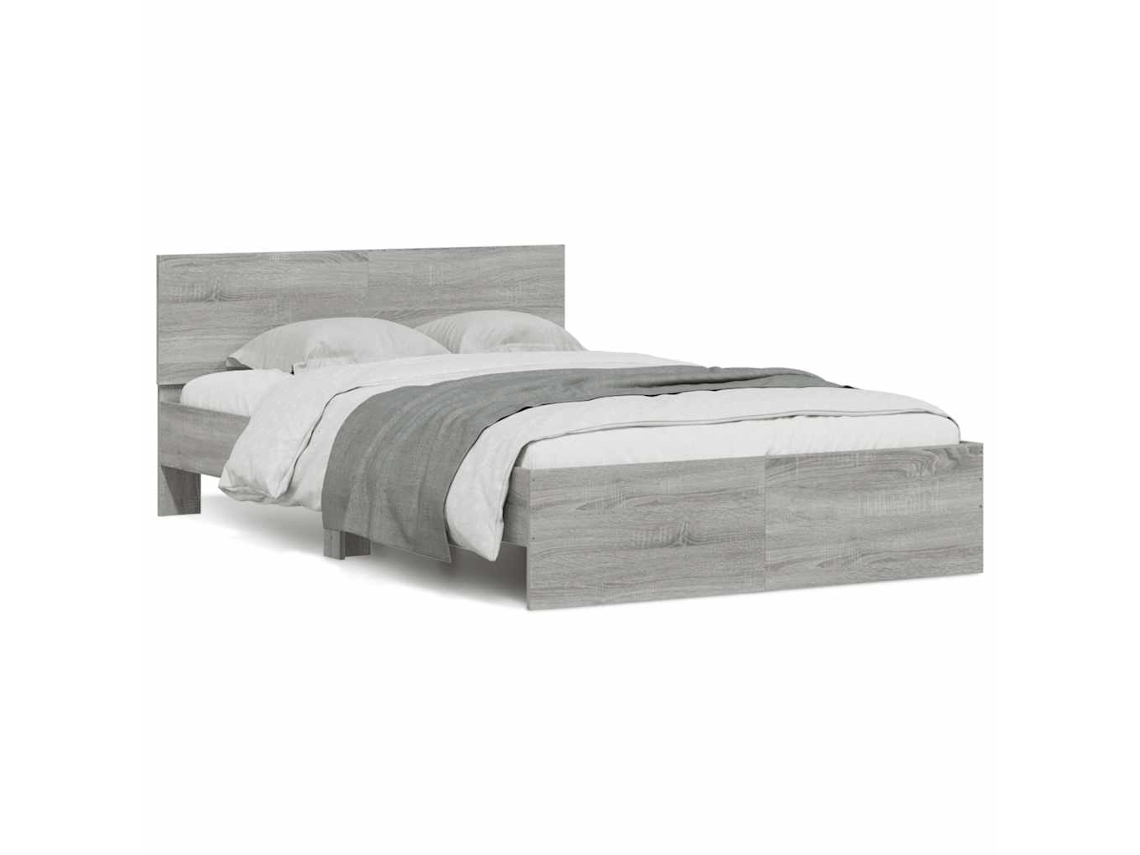 Bed Frame, Bed Frames Vidaxl Cinzeto Madeira Processada (120 X 190 Cm)