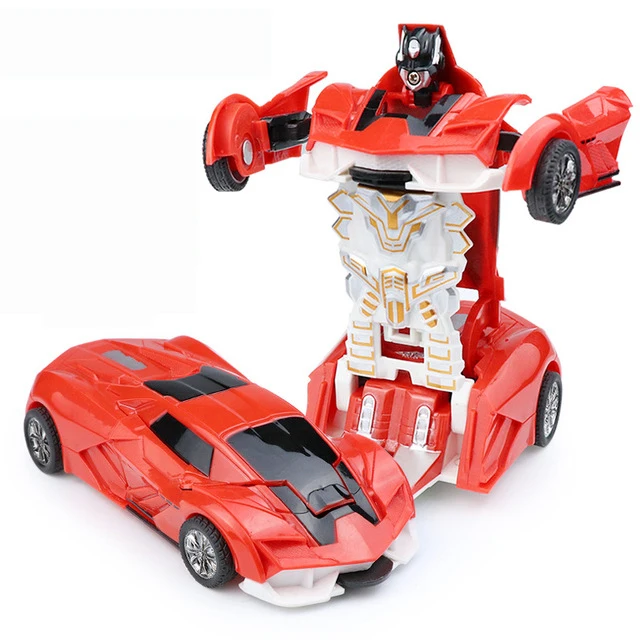 (estilo 2, Vermelho) Mini Carro De Brinquedo 2 Em 1, Robô Com Transformação Automática, Não Requer Pilhas