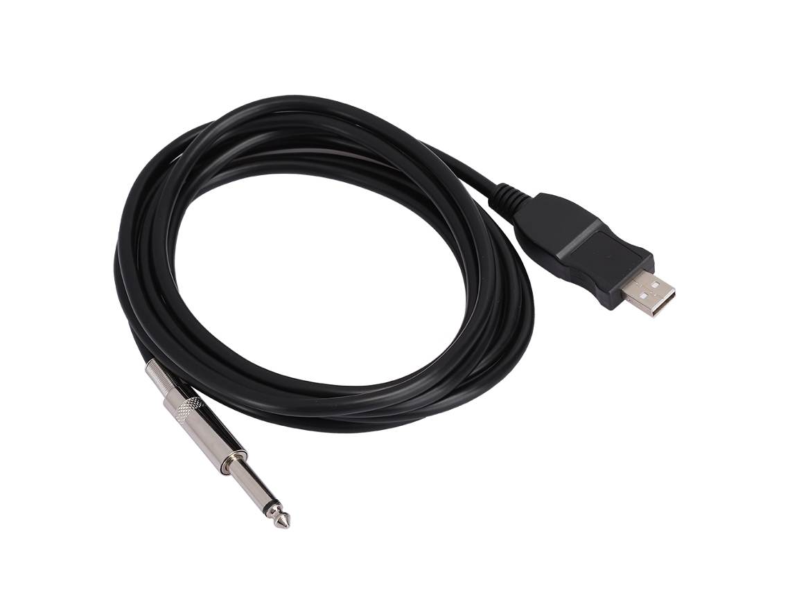 Cable usb negro de 300 cm para guitarra con conversión a/d, plug and play para ordenador