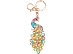 Chaveiro De Cristal De Pavão De Metal, Multicolorido Aquaforge