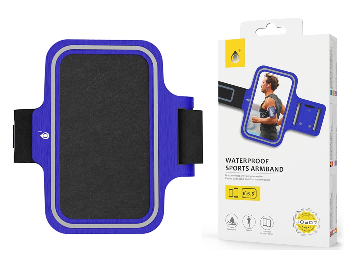 Bolsa para o Braço Desportiva para Apple iPhone 14 Pro Impermeável One Plus J0507 Azul